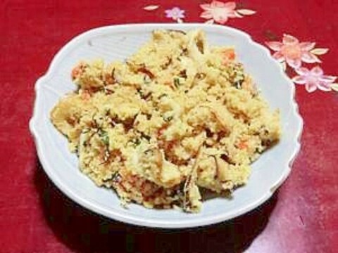 鶏油で風味を増した、おからの炒り煮